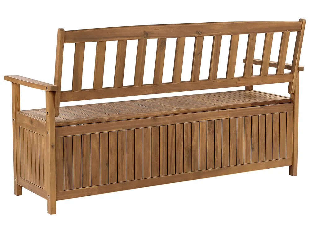 Garden Bench with Cushion SOVANA 160 cm with Storage Acacia Wood Taupe_922573