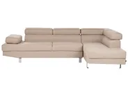 Corner Sofa 5 Seater NORREA Fabric Light Brown Left Hand_1060620