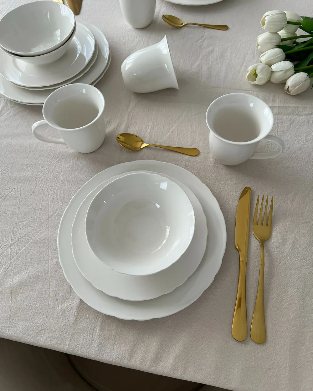 Set med 16 matserviser ELDERBERRY Porslin Vit_977859