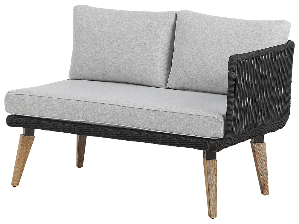 Garden Corner Sofa with Table 5 Seater ALCAMO Acacia Wood Black Left Hand_764953