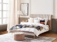 Bed Velvet MARVILLE 140 x 200 cm (EU Double) Beige_835968