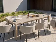 Utdragbart trädgårdsmatbord ARDESIO 160/220 cm 90 cm Metall Sandbeige_1069281