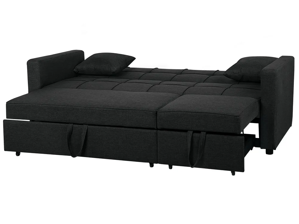 Sofa Bed 3 Seater GLOMMA Fabric Black_718001