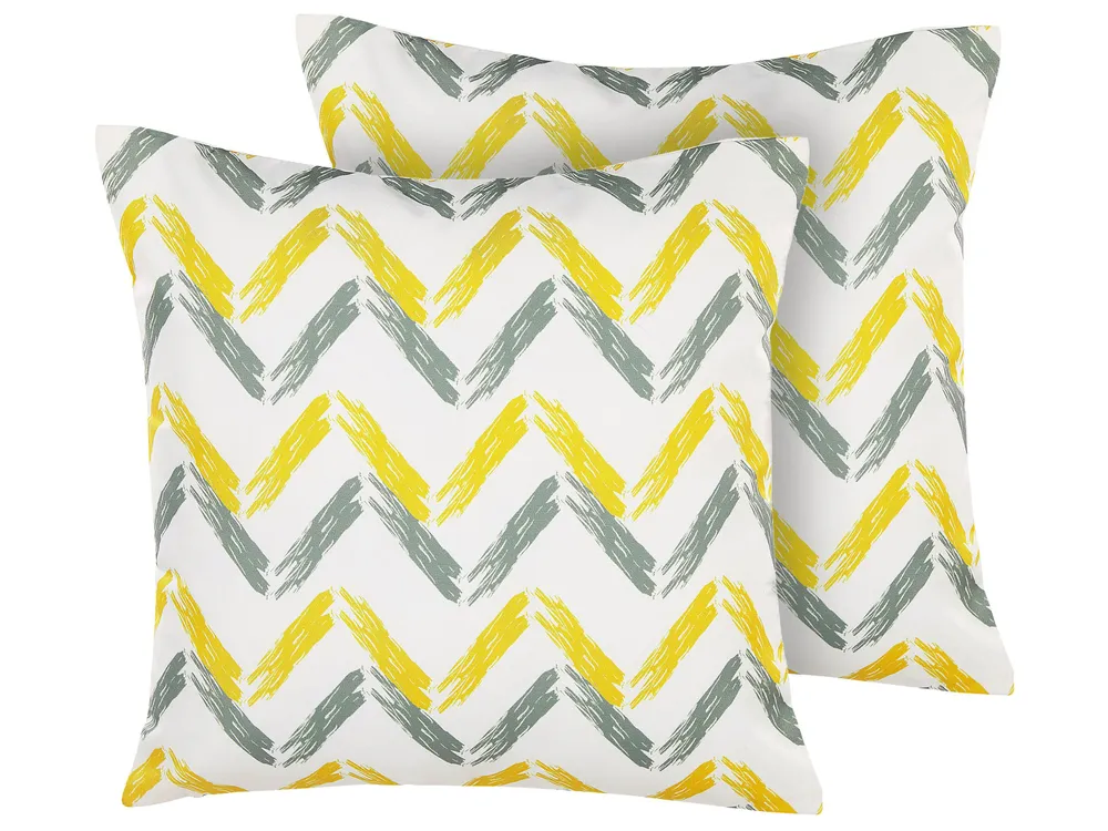 Set of 2 Outdoor Cushions AFFILE Chevron Pattern 45 x 45 cm Multicolour