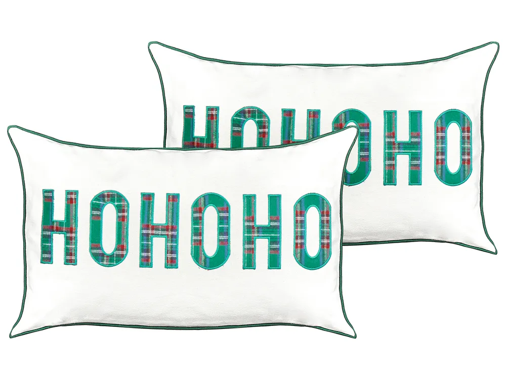 Set of 2 Decorative Cushions JOYCANDY 30 x 50 cm Cotton White Christmas Motif