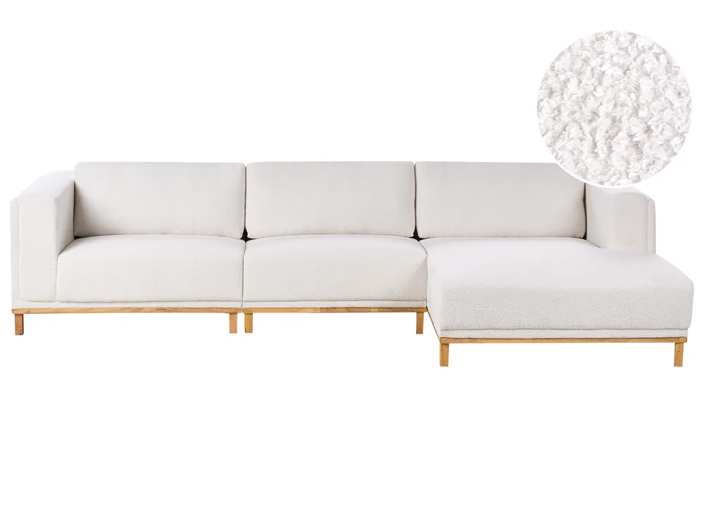 Corner Sofa 5 Seater VENG Fabric Off-White Left Hand