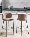 Set of 2 Bar Chairs MINA II Boucle Brown