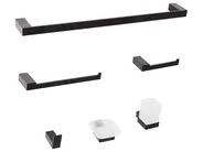 6-Piece Bathroom Hardware Set TUMACO with Towel Bars and Hooks Black_989651