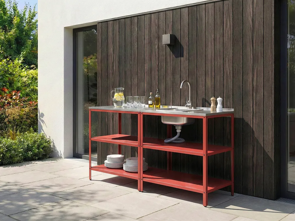 Outdoor Kitchen Island VILAMA Red Metal