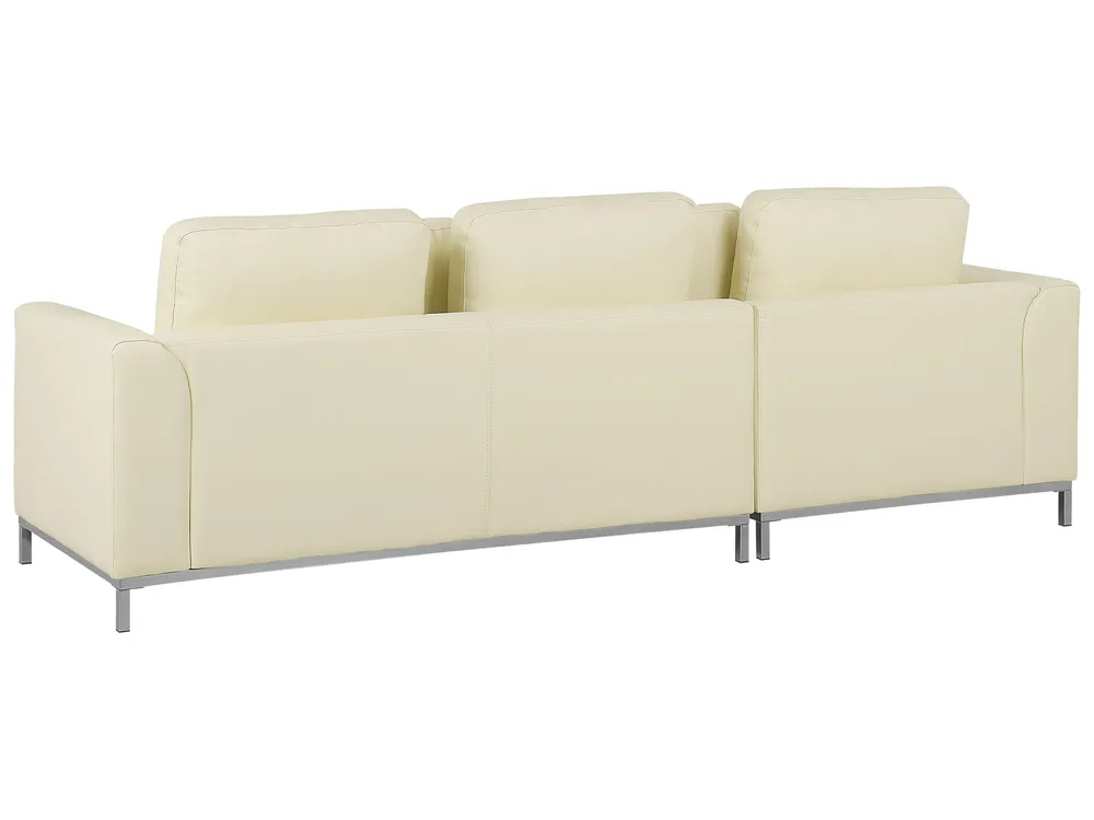 Corner Sofa 4 Seater OSLO with Ottoman Leather Light Beige Right Hand_769132