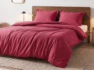 Duvet Cover Set PARKROSE 200 x 200 cm Sateen Cotton Burgundy_1071709
