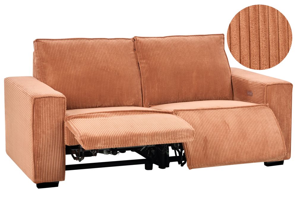 Elektrisk reclinersofa 2-seters NUKARI Kordfløyel Oransje