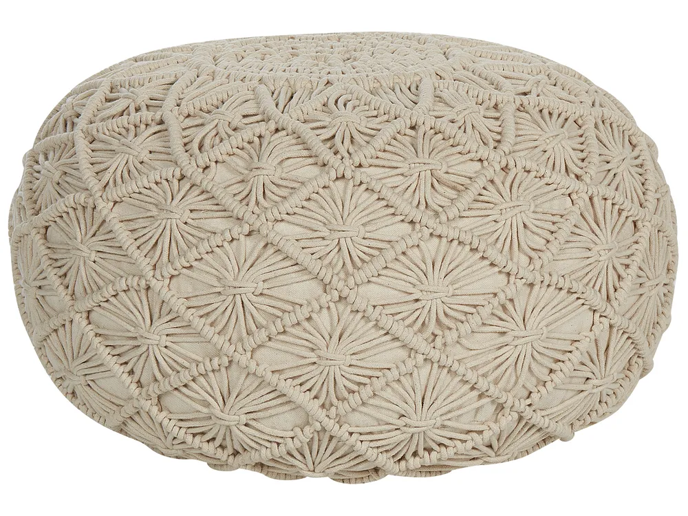 Pouffe Macramé BERKANE Cotton Beige