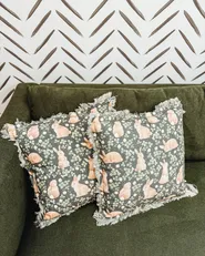 Set of 2 Decorative Cushions ALSTROEMERIA 45 x 45 cm Cotton Green Animal Pattern_973207