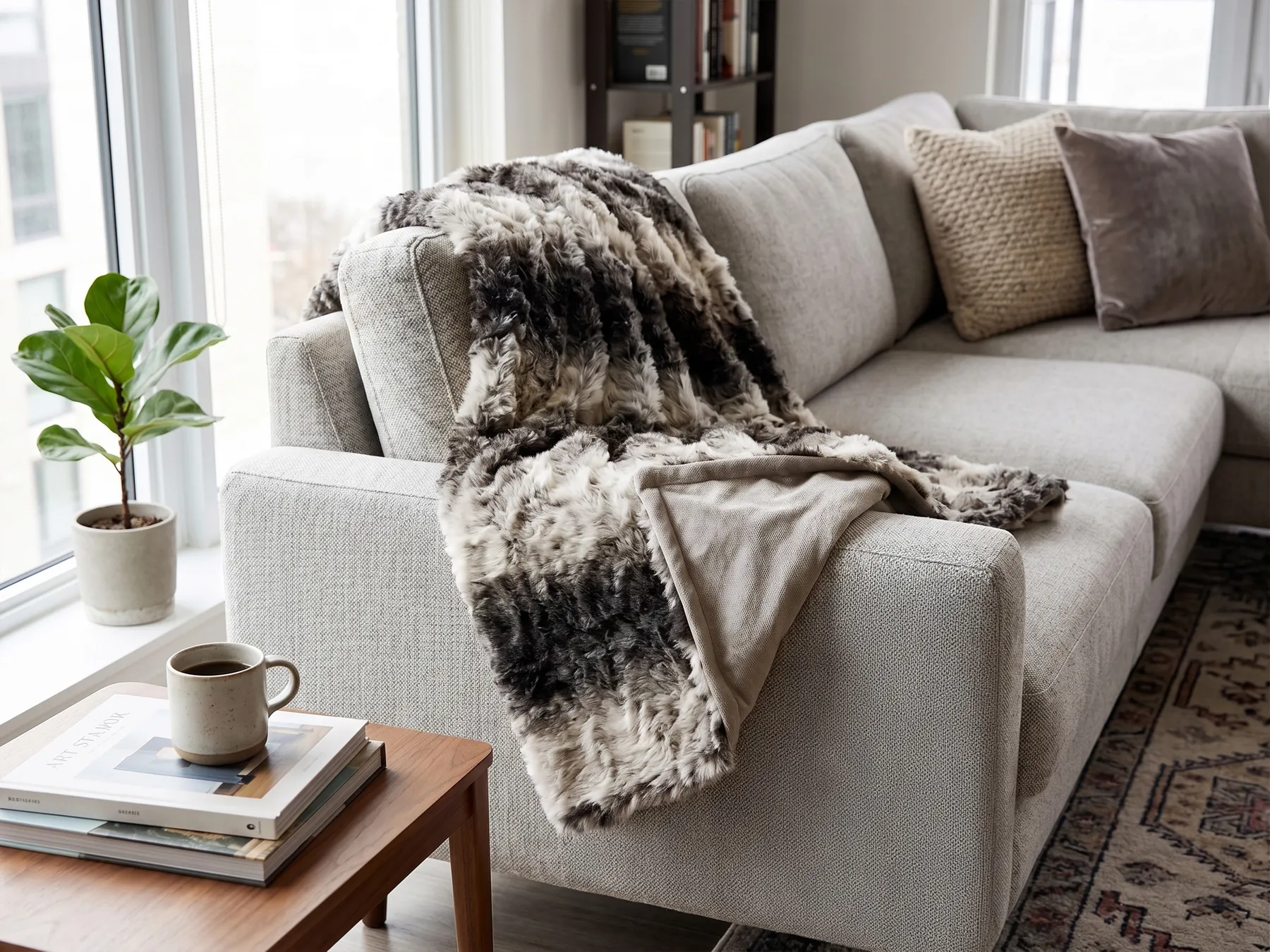Blanket TAZA Fabric 150 x 200 cm Grey_789948