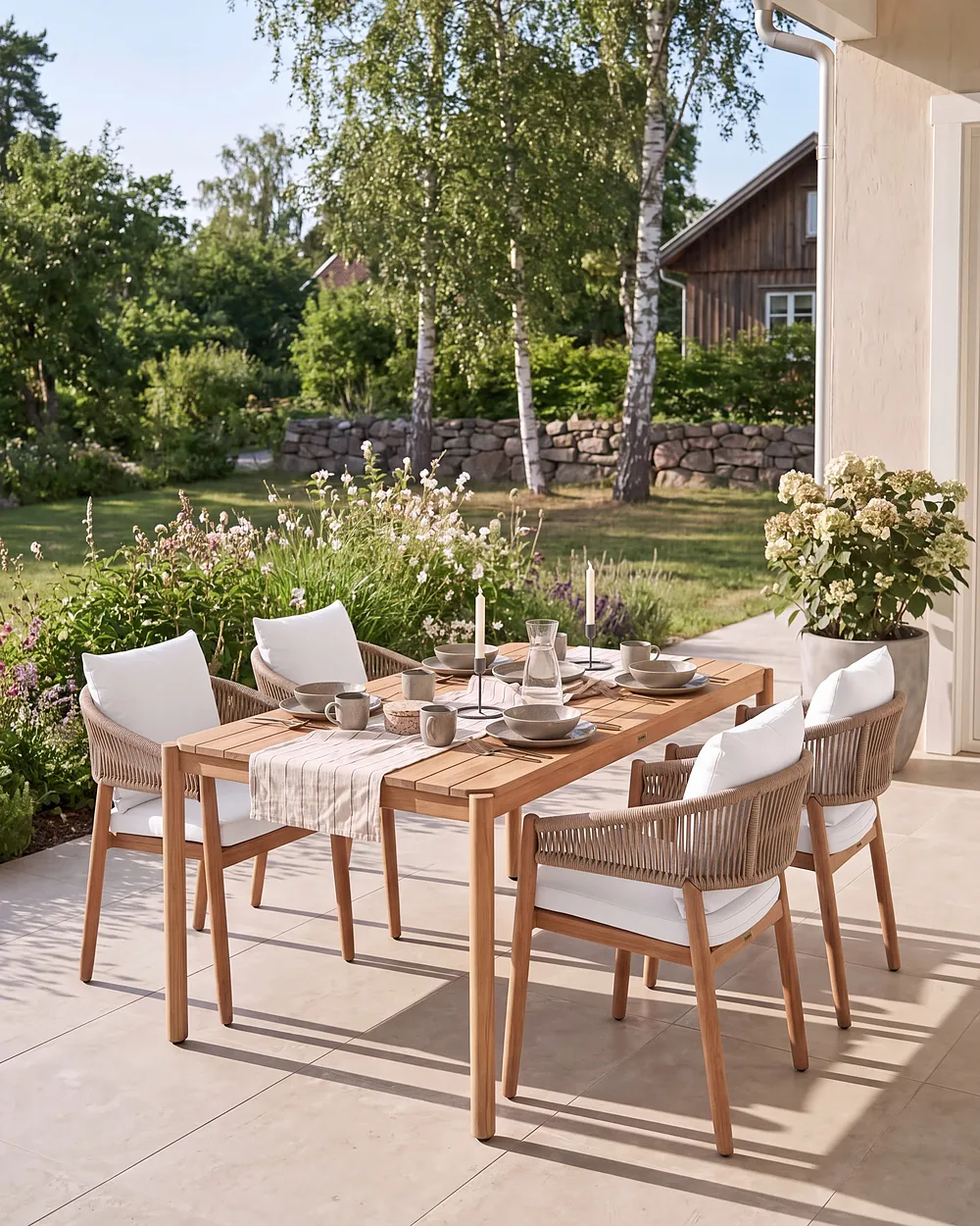 Set of 2 Garden Chairs MARZAMEMI Acacia Wood White_1154788
