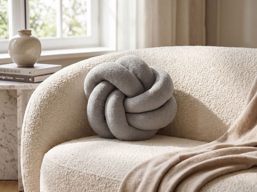 Throw Cushion ANGELONIA 45 x 45 cm Boucle Grey Solid