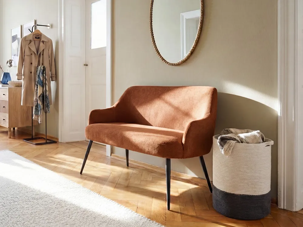 Dining Bench 2 Seater ARENDAL Fabric Golden Brown