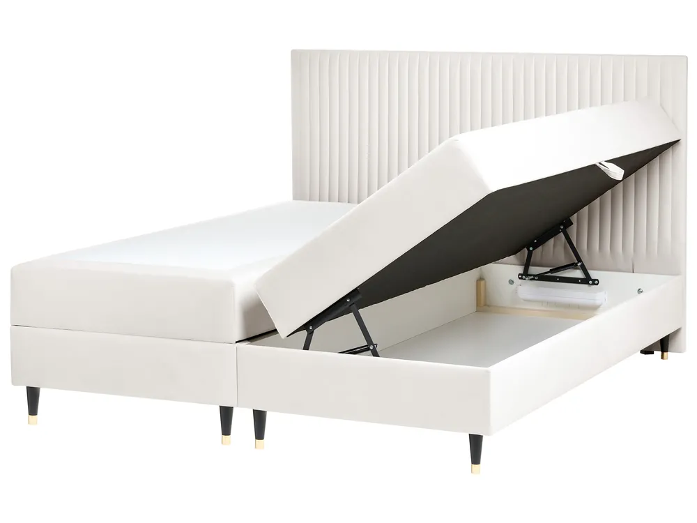 Divan Bed with Storage DAME Velvet Off-White 180 x 200 cm (EU Super King)
