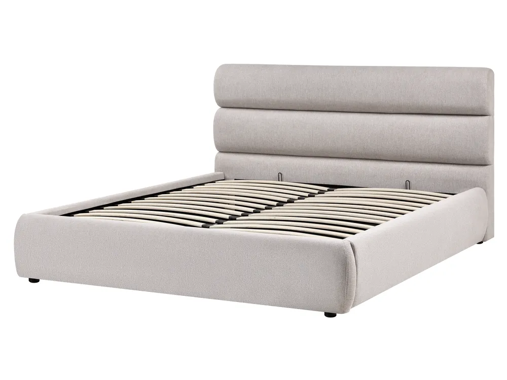 Ottoman Bed BONIFACIO Faux Linen Grey 160 x 200 cm (EU King Size)_1064278