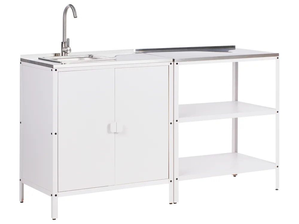 2 Piece Outdoor Kitchen Set with Sink VILAMA White Metal