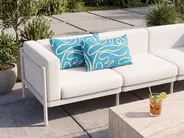 Set of 2 Outdoor Cushions KERRIA Abstract Pattern 30 x 50 cm Turquoise_1135600