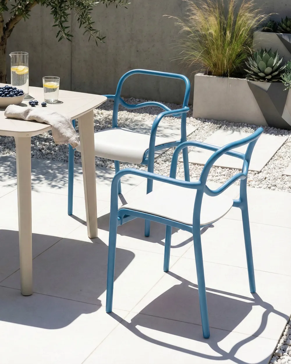 Set of 2 Garden Chairs THASOS Synthetic Material Blue_1045602