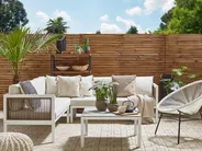 Garden Corner Sofa with Table 4 Seater BORELLO Metal Beige Left Hand_803151