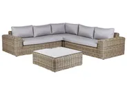Garden Corner Sofa with Ottoman 6 Seater PALERMO Modular PE Rattan Light Brown_927879