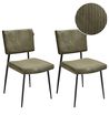 Set of 2 Dining Chairs STURGIS Corduroy Olive Green