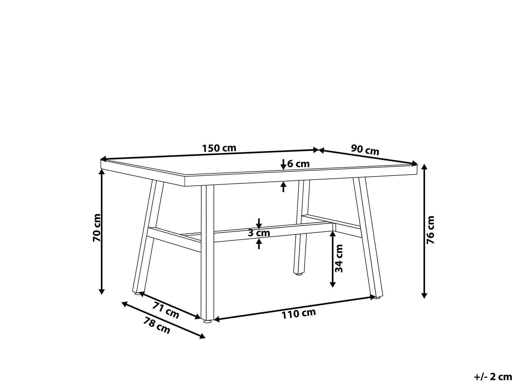 Garden Dining Table CANETTO 150 cm 90 cm Glass Black_808304