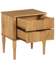 2 Drawer Bedside Table TAURIAC Pine Wood Light Brown_1099208