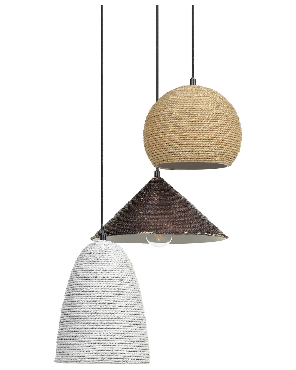 Pendellampa ENDRICK Korg Naturlig Vit Brun_872915