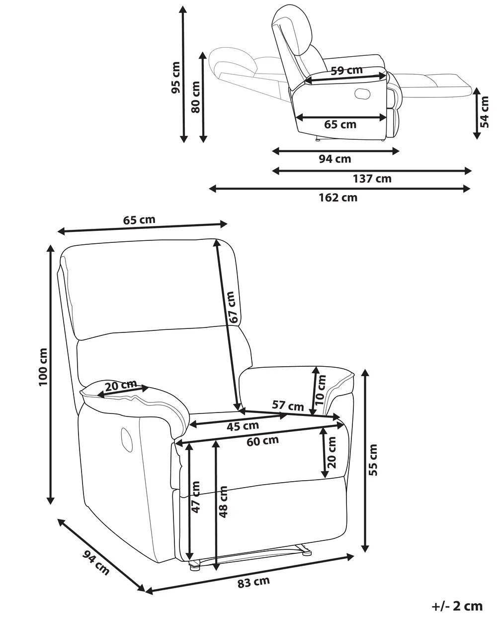 Recliner Chair EVERTON with Footrest Fabric Beige_963731