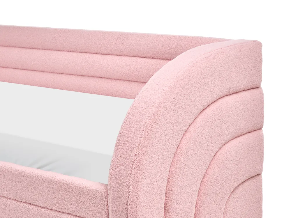 Utdragbar säng Bouclé ALBIAC 90 x 200 cm Pastellrosa_1069071
