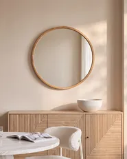 Wall Mirror CAZALIS 80 cm 80 cm Paulownia Wood Light Brown_1120753