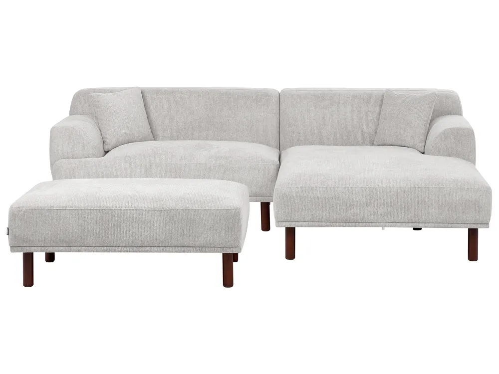 Corner Sofa 3 Seater HOLT with Ottoman Fabric Light Grey Left Hand