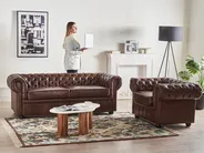 Armchair CHESTERFIELD Faux Leather Golden Brown_943639