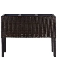 Elevated Plant Pot CARAGANA 77 cm PE Rattan Dark Brown_896837