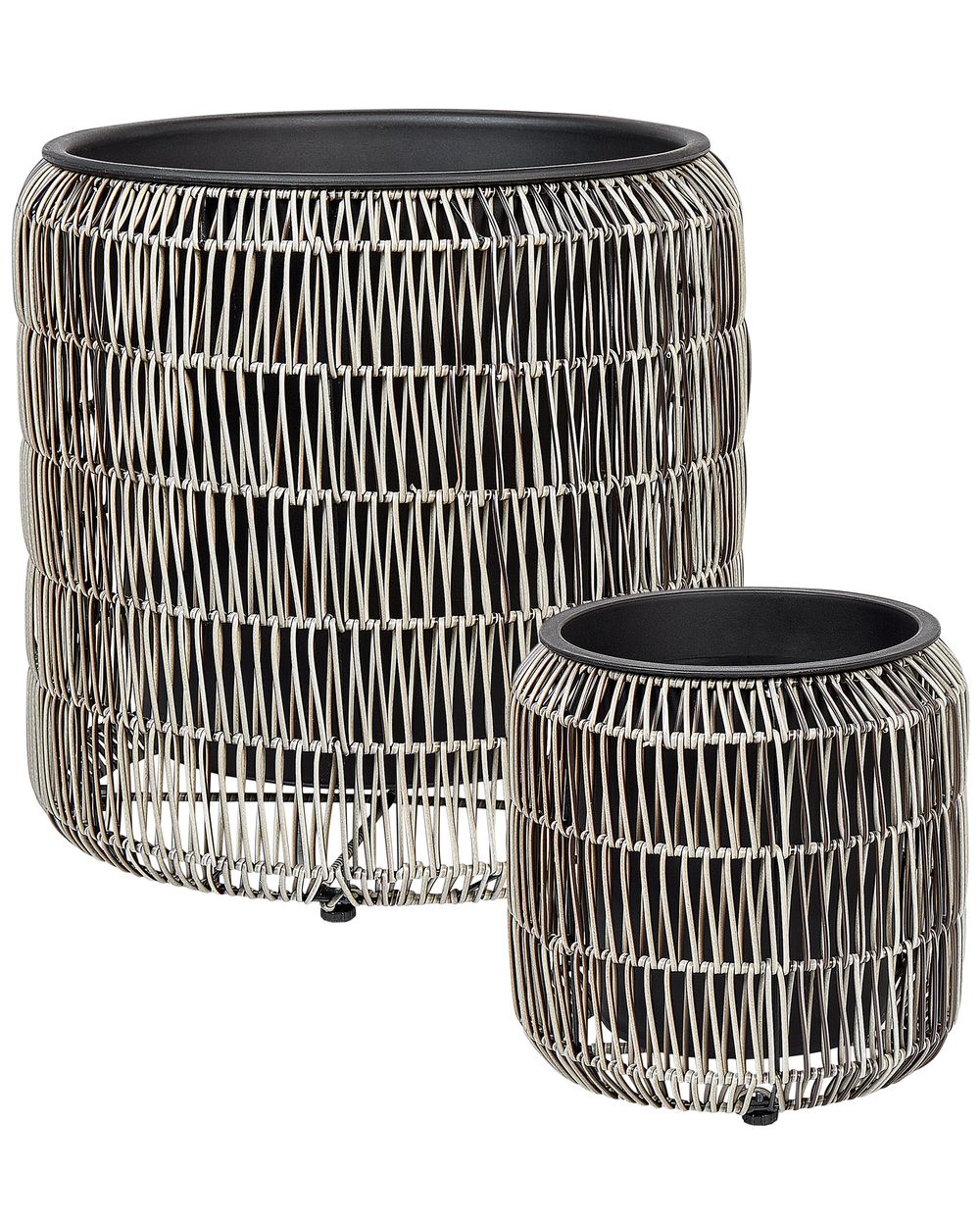 Sett med 2 plantepotter BRODIEA 26/45 cm PE-rotting Lysebrun