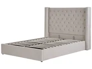 Ottoman Bed LUBBON Velvet Light Grey 160 x 200 cm (EU King Size)_833923