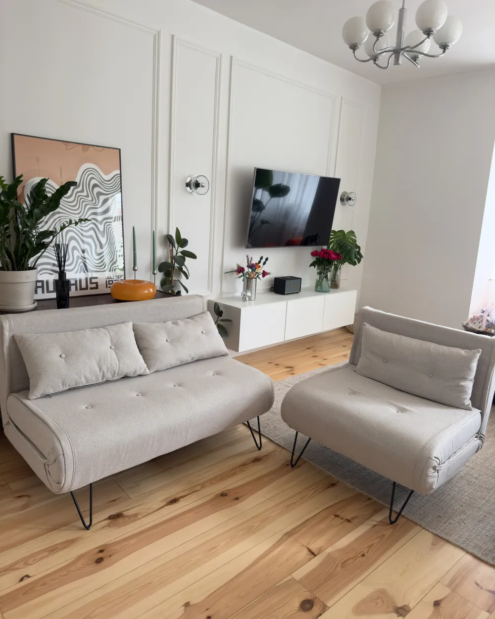 Living Room Set 3 Seater VESTFOLD Fabric Light Beige_989155