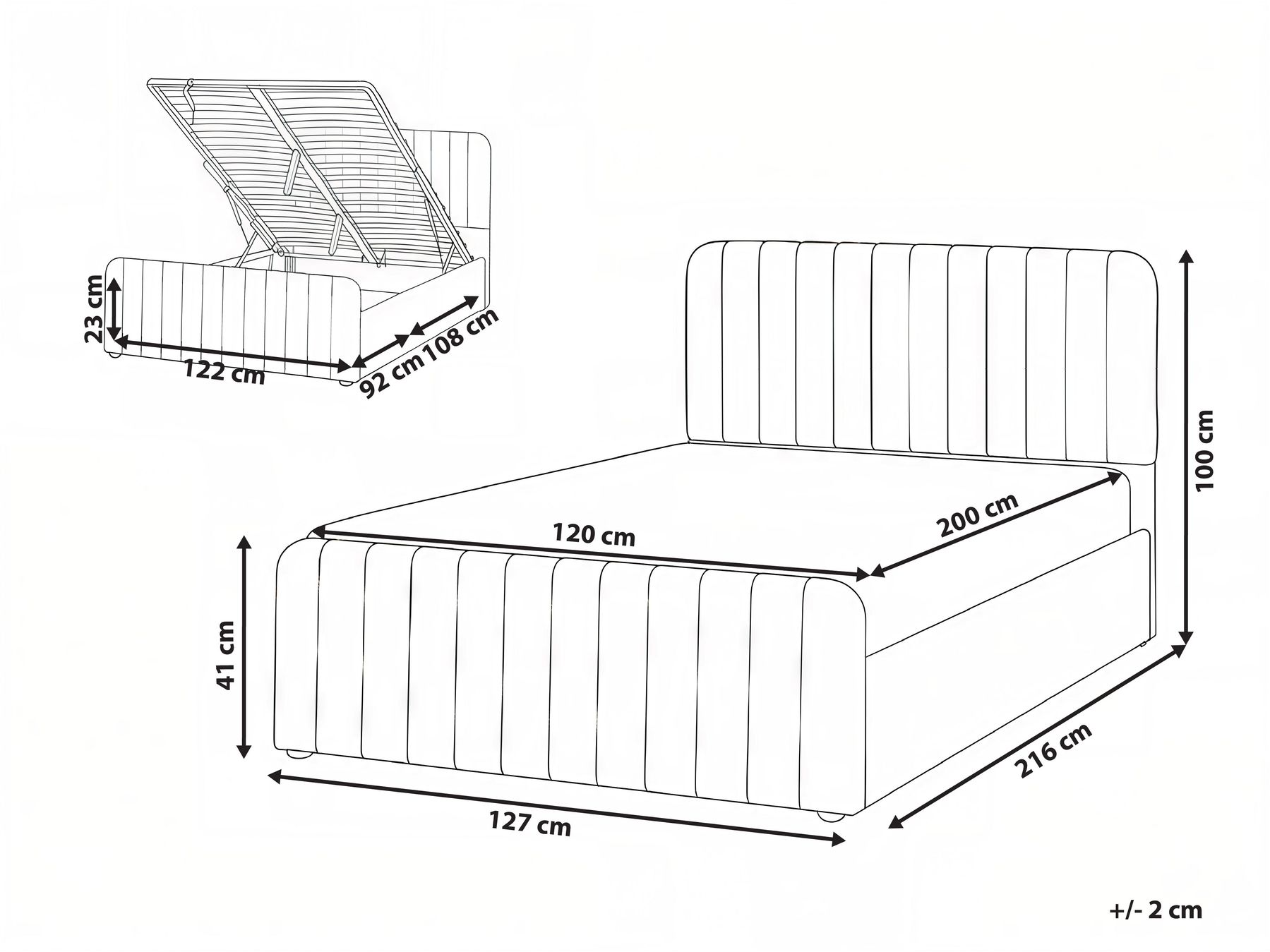 Ottoman Bed LUNAN Taupe 120 x 200 cm (EU Small Double)_1051495