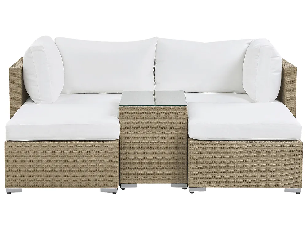Garden Lounge Set with Table 2 Seater NOTO Modular PE Rattan Light Brown