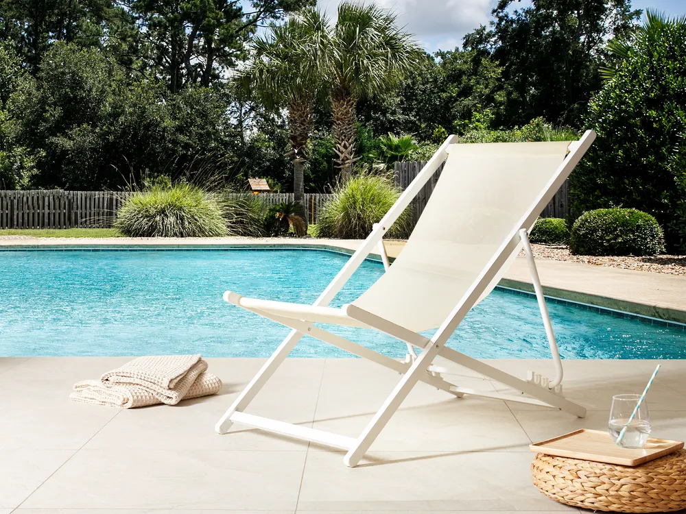 Folding Deck Chair LOCRI II Metal Light Beige