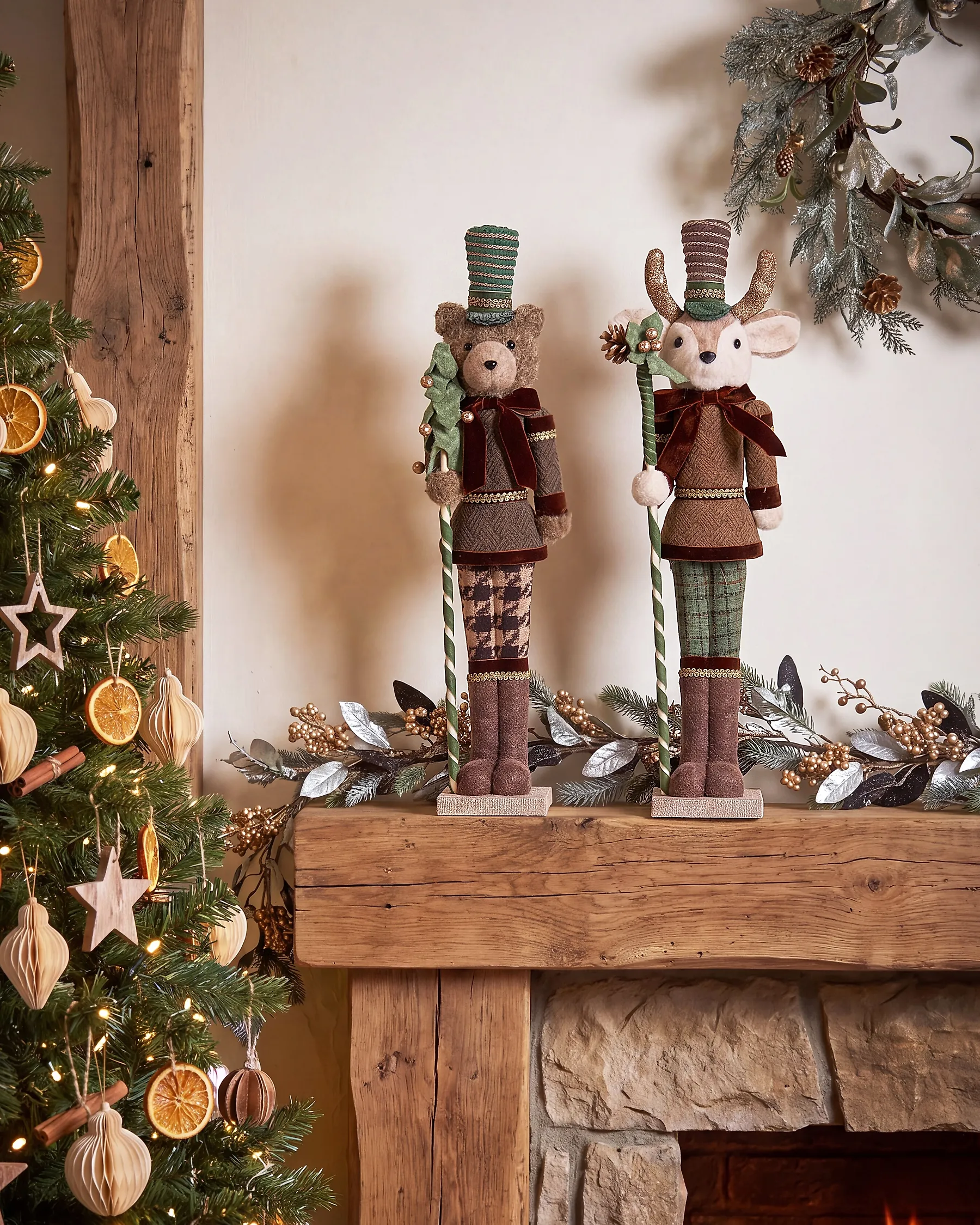 Set of 2 Figurines ALATORNIO 62/63 cm Bear Reindeer Brown_1156810