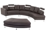 Curved Sofa 7 Seater ROTUNDE Leather Brown_581792