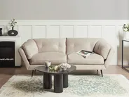 Sofa 3 Seater LENVIK Velvet Light Beige_939283