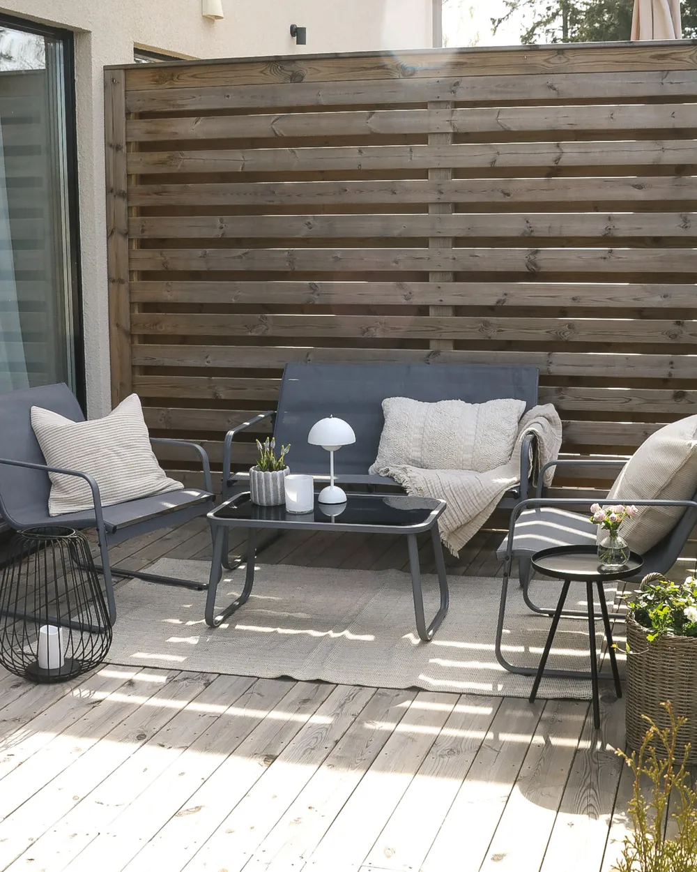 Garden Lounge Set with Table 4 Seater BARREA Metal Grey_991861