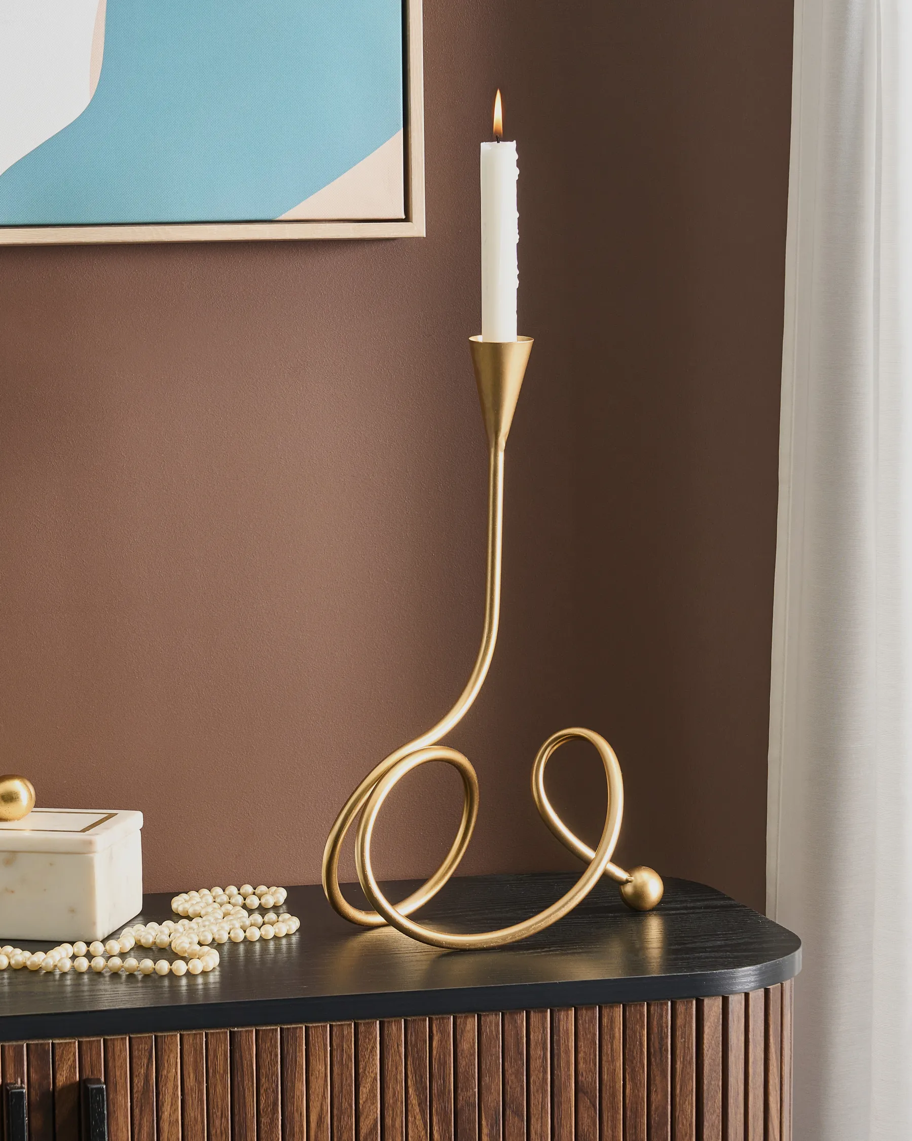 Candle Holder AROUCA 40 cm Metal Gold_968637